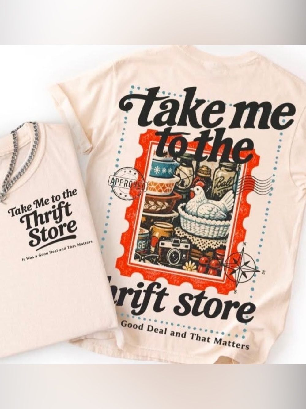 Gildan Natural Take Me to the Thrift Store Graphic Tshirt Small-3X